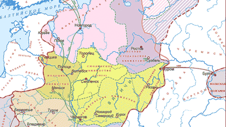 Карта Руси в 11 веке
