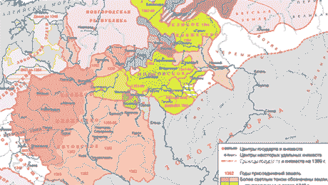 Карта Руси в 14 веке